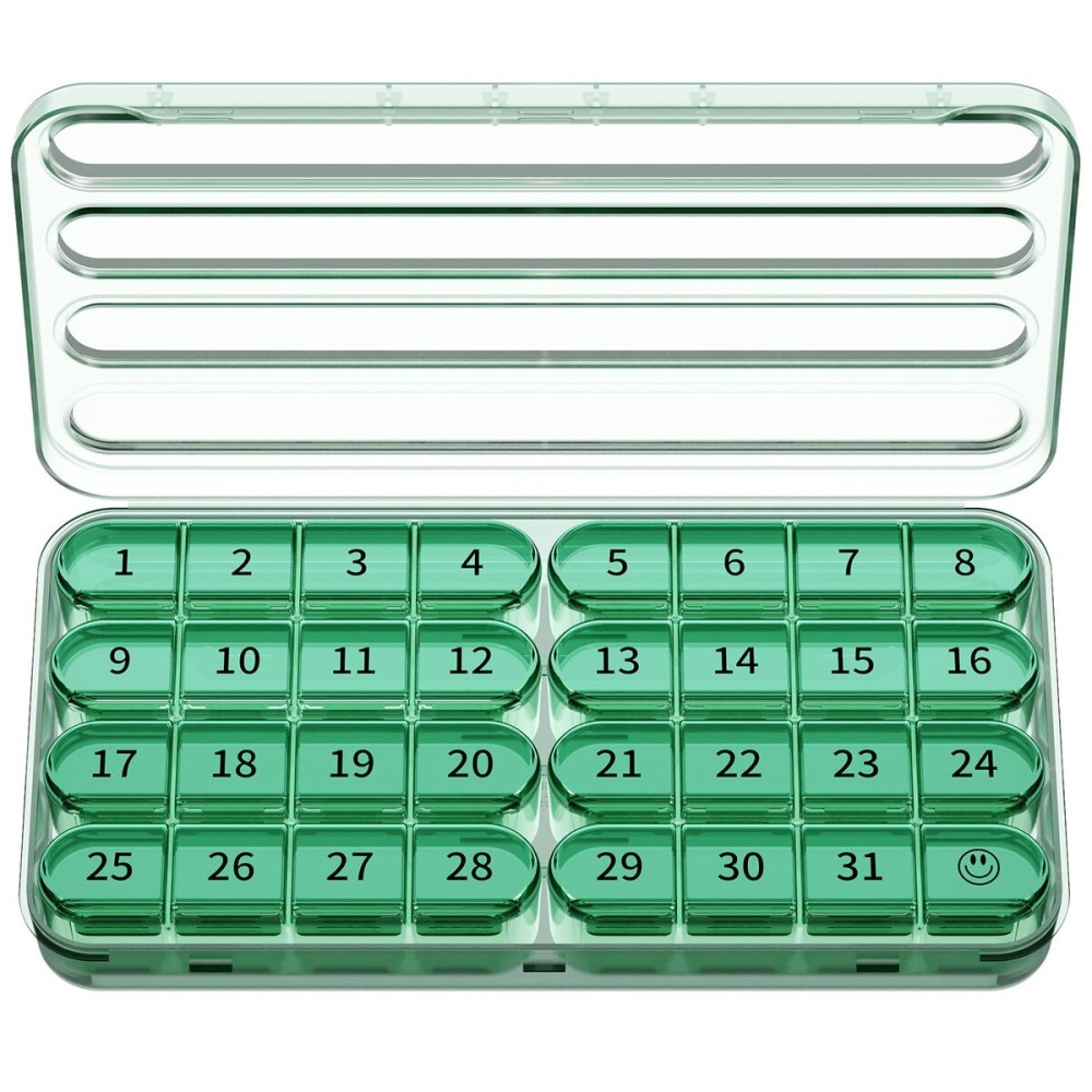 Zoksi Monthly Pill Organizer 1 Time a Day, 30 Day Pill Box Organizer Once a Day, One Month Large Pill Case for Travel, 31 Day Daily Medcine Container for Vitamins, Supplement & Medication (Olive)