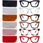 FSRTEP Oprah Style Readers for Women - 6 Pack Stylis Style Reading Glasses with Blue Light Blocking and Spring Hinge +3.0