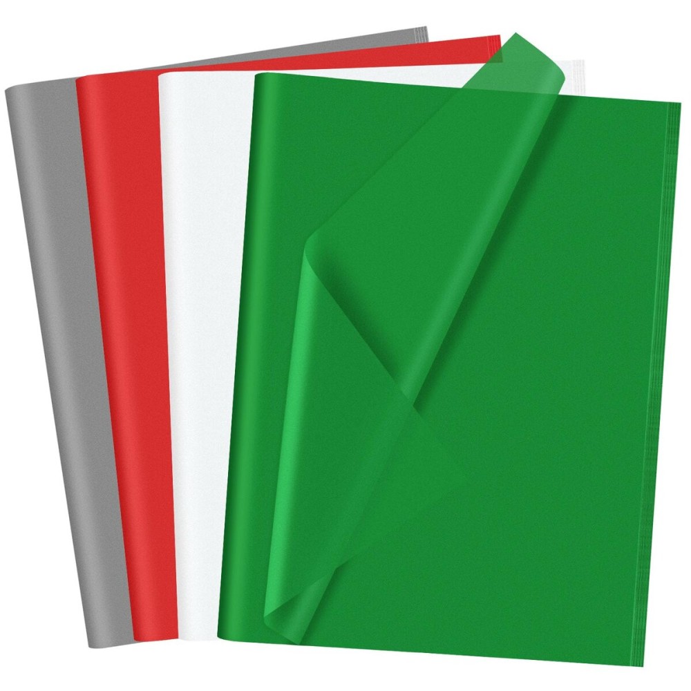 CHRORINE 60 Sheets Christmas Tissue Paper Multicolor Art Gift Wrapping Tissue Paper Bulk for DIY Crafts Decor Christmas Holiday Party  Red/Green/White/Gray