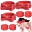 Crosize 7 Pack Cute Spa Skin Care Hairband and Wristband Set for Women, Red, Microfiber, for Makeup, Face Wash, Mask, Exercise, Showering