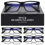 AIMISUV Reading Glasses for Men Women - Spring Hinges Blue Light Blocking UV Filter Computer Readers,Anti Eyestrain Eyeglasses (LightBlack, 0.5)
