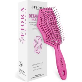 Fiora Naturals Hair Detangling Brush -100% Bio-Friendly Hair Detangler Brush w/Ultra-soft Bristles- Glide Through Tangles with Ease - For Curly, Fine, Women, Men, Kids, Toddlers, Wet and Dry Hair