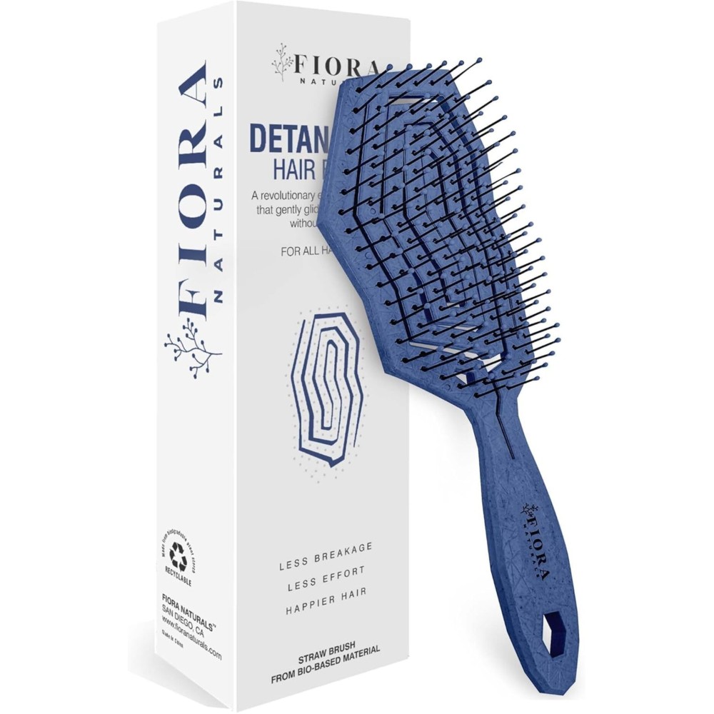 Fiora Naturals Hair Detangling Brush -100% Bio-Friendly Hair Detangler Brush w/Ultra-soft Bristles- Glide Through Tangles with Ease - For Curly, Fine, Women, Men, Kids, Toddlers, Wet and Dry Hair
