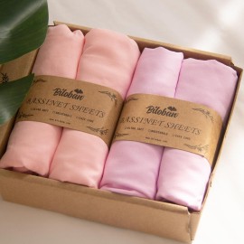 Baby Bassinet Sheets 4 Pack Compatible with SNOO Smart, Graco DreamMore and Chicco LullaGo Anywhere Portable Bassinet, Ultra Soft & Skin-Friendly, Pink and Violet