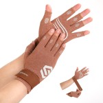 Duerer Arthritis Compression Gloves with Straps, Women Men for RSI, Carpal Tunnel, Rheumatoid, Tendonitis, Hand Pain, Hand Support. Fingerless Gloves for Computer Typing and Daily work (Brown, M)