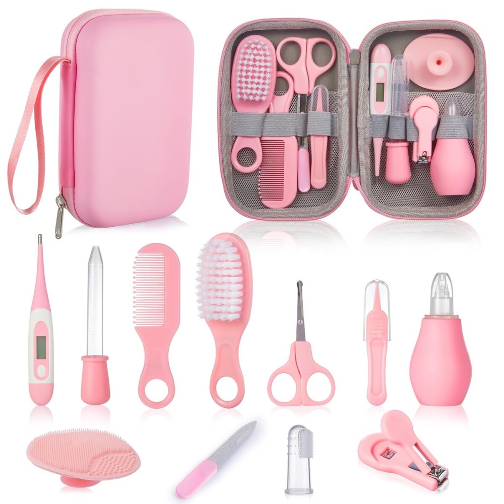 Baby Grooming and Health Kit, Lictin Nursery Care Kit, Newborn Safety Health Care Set with Hair Brush,Comb,Nail Clippers and More for Newborn Infant Toddlers Baby Girls, Pink