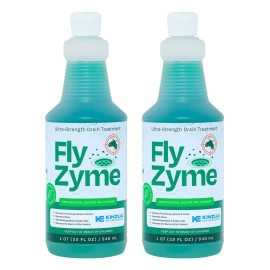 Kinzua Environmental Fly-Zyme, Highly Concentrated Enzyme Drain Cleaner for Pipes, Drain Gel for Fruit Flies, Organic Waste Degrader & Odor Neutralizer, 32 fl oz, Pack of 2