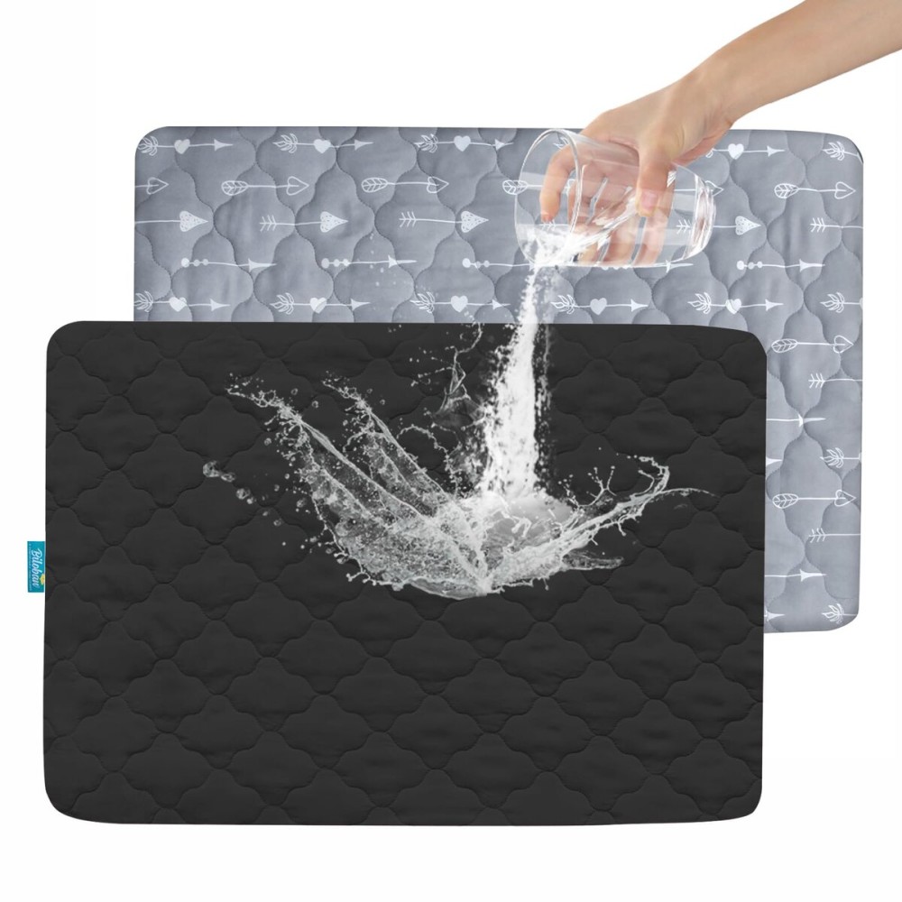 2 Pack Pack and Play Mattress Protector Sheets Fitted Waterproof Playard Mattress Pad Cover, Compatible with Graco Pack n Play & Dream On Me & Pamo Babe, Playpen/Playard Sheet, Arrow&Black, 39 x 27