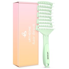 Hair Brush, Curved Vented Detangling Hair Brushes for Women Men Wet or Dry Hair,Faster Blow Drying Styling Professional Paddle Vent detangler brush (Light Green)