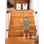 Babelio 34 Extra Tall Baby/Dog Gate with No Threshold Design Walk Thru Door, 26-43 Auto Close Safety Gate for Babies, Elders and Pets, Fits Doorways, Stairs, and Entryways, Brown Wood Pattern