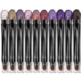 LUXAZA 10PCS Eyeshadow Stick Set,Pro Longwear Purple Cream Eye Shadow Brightener Pencil Crayon Makeup Sticks-Grape Glam