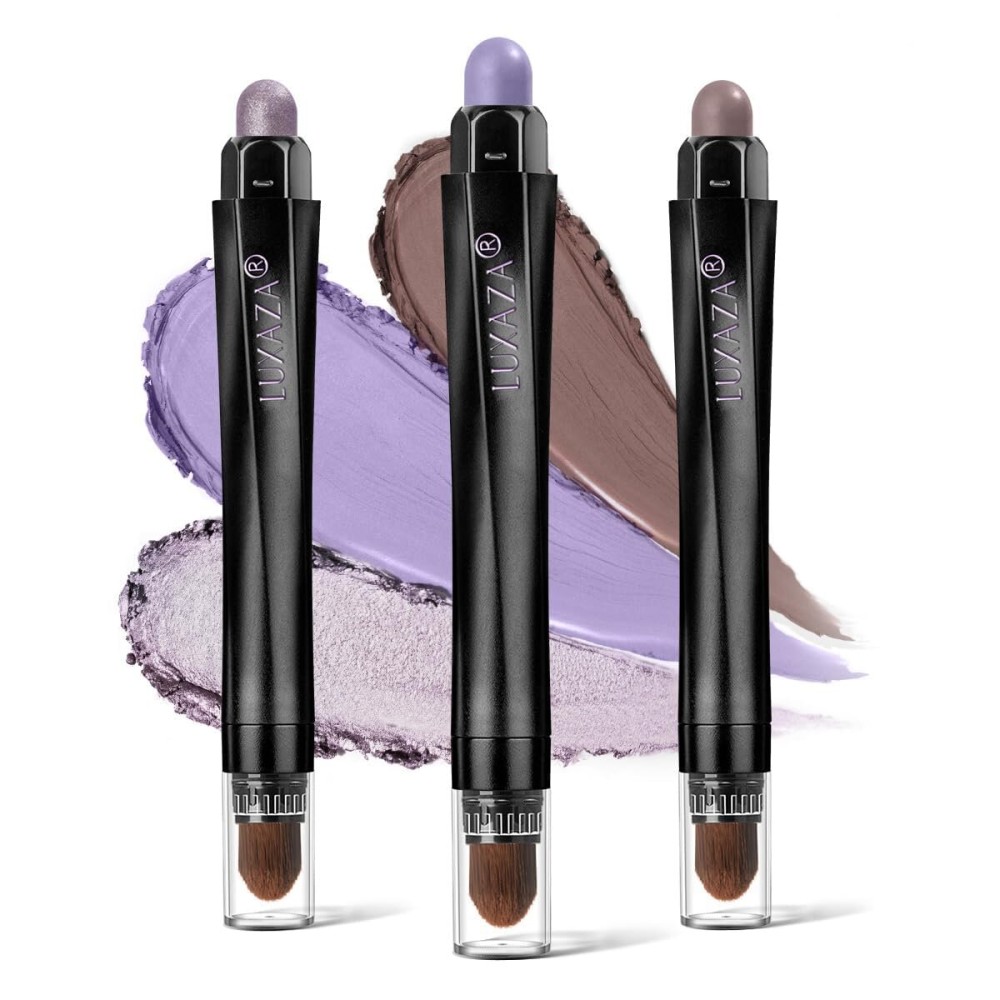 LUXAZA 3PCS Eyeshadow Stick Sets,Pro Longwear Cream Eye Shadow Sticks Pencil Crayon,Eye Brightener Stick-Lilac Love