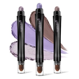 LUXAZA 3PCS Eyeshadow Stick Sets,Pro Longwear Cream Eye Shadow Sticks Pencil Crayon,Eye Brightener Stick-Lilac Love