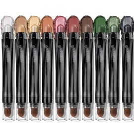 LUXAZA 10PCS Eyeshadow Stick,Pro Longwear Cream Eye Shadow Brightener Pencil Crayon Makeup Sticks-Christmas Golden Night