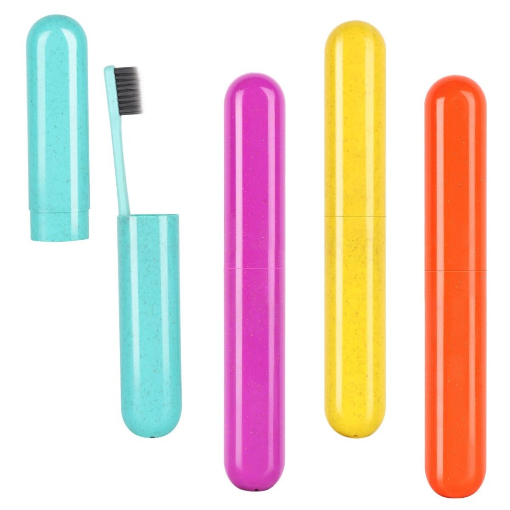 Hooqict 4 Pack Travel Toothbrush Case Portable Travel Toothbrush Holder Plastic Toothbrush Container Protector Cover for Traveling, Camping, Home, School, Business