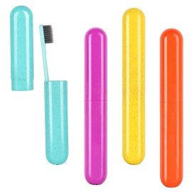 Hooqict 4 Pack Travel Toothbrush Case Portable Travel Toothbrush Holder Plastic Toothbrush Container Protector Cover for Traveling, Camping, Home, School, Business
