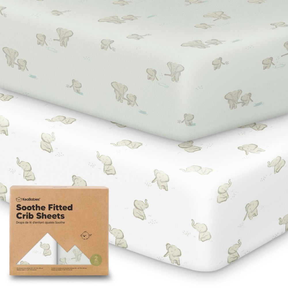 KeaBabies 2-Pack Organic Crib Sheets for Boys, Girls - 52x28 Fitted Crib Mattress Sheet Neutral, Breathable Jersey Cotton Cover for Baby Bed, Toddler Mattress, Soft & Cute Prints (Elly)
