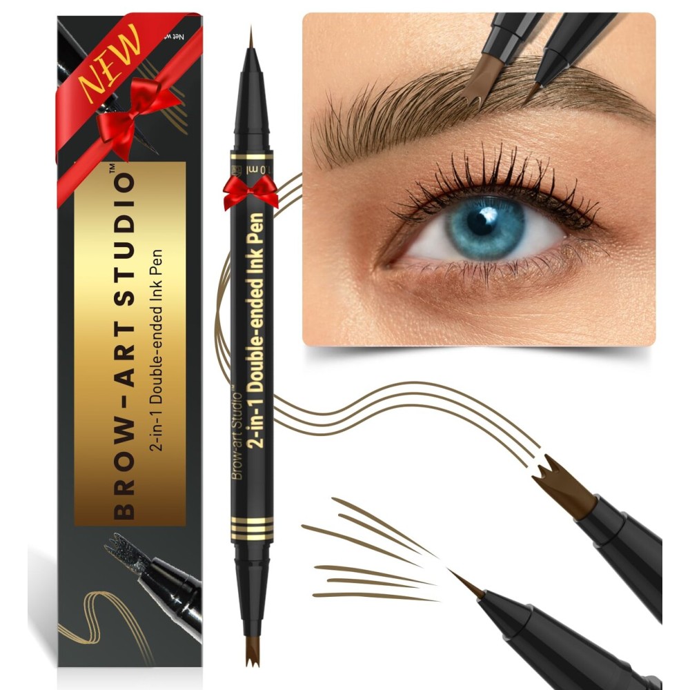 iMethod Microblading Eyebrow Pencil - Brow Pencil 2-in-1 Dual-Ended Eyebrow Pen with 3-Prong Micro-Fork-Tip Applicator & Precise Brush-Tip Creates Natural-Looking Brows, Stay on All Day, Brown