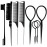 ZVOREI 8Pcs Black Hair Brushes Set with 4Pcs Topsy Tail Tools, Teasing Bristle Brush, Edge Control Brush, and 2Pcs Metal Pin Rat Tail Combs for Women\'s Hair Styling and Brushing