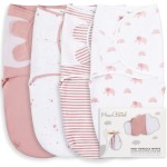 Mama Cheetah Baby Swaddle Sack, Organic Cotton Swaddle Blanket, Adjustable Swaddle Sleep Sacks, Easy Swaddles for Boy Girl 0-3 Month, Baby Essentials, 4-Pack, Dusty Rose