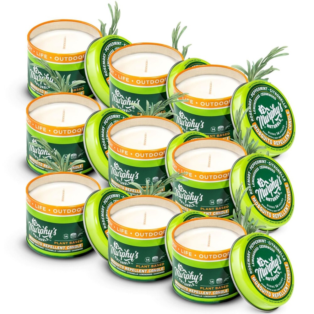 Murphy\'s Naturals Mini Mosquito Bug Repellent Candles for Outdoor Patio, Citronella & Essential Oils, 14-Hour Burn Time Each, 3.5 oz, 9-Pack
