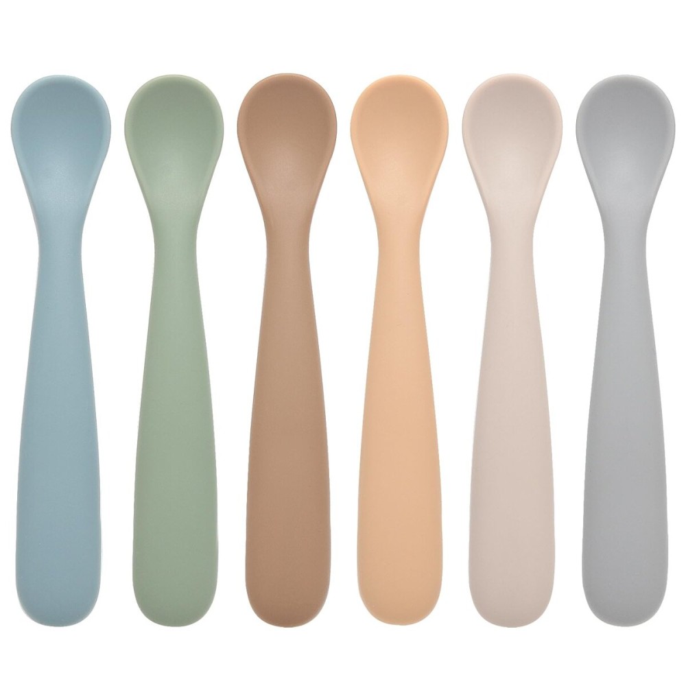 Eascrozn Baby Spoons, 6 Pack First Stage Silicone Feeding Spoons, Soft Tip Feeding Baby Utensils, Baby Led Weaning Supplies Training Spoons, Dishwasher and Boil Safe