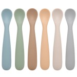 Eascrozn Baby Spoons, 6 Pack First Stage Silicone Feeding Spoons, Soft Tip Feeding Baby Utensils, Baby Led Weaning Supplies Training Spoons, Dishwasher and Boil Safe