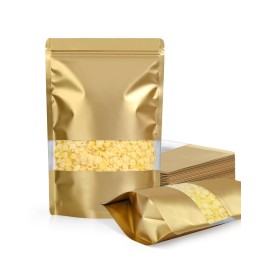 FireKylin 100 Pack Smell Proof Bags, Resealable Bags with Matte Window, Foil Pouch Stand Up Sealable Bags for Packaging(Gold,3.5 x 5.1)