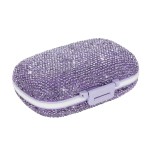 EveryBling Bling Travel Pill Organizer Cute Pill Box with Labels Rhinestone Pill Case for Purse Portable Daily Pill Container 7 Day Medicine Holder for Vitamin Supplement(Purple)