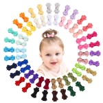 Mini Fully Lined Grosgrain Ribbon Hair Bows Clips for Girls - 1.2 Tiny Bows for Fine Infant Hair, 60PCS (30 Colors in Pairs)