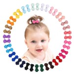 Mini Fully Lined Grosgrain Ribbon Bows Hair Clips for Girls and Infants - 1.2 Tiny Hair Clips in 20 Color Pairs (40PCS)