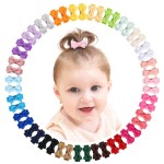 Fully Lined Grosgrain Ribbon Mini Hair Clips and Bows for Girls - 1.2 Tiny Hair Clips and Bows for Infants\' Fine Hair (25 Color Pairs, 50 Pieces)
