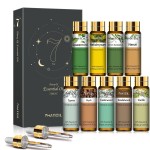 PHATOIL Premium Essential Oil Set - 9x10ML Pure Essential Oils for Massage, Aromatherapy, Diffusers, DIY - 0.33FL.OZ/Bottle