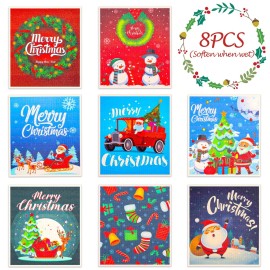 Lucomb 8 Pack Christmas Swedish Dishcloths Reusable, Kitchen Sponges Soft Absorbent Swedish Towels Dish Cloths Washable Decorative for Kitchen Washing Dishes Bathroom Office Hand Towel Cleaning