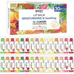 Dmsky DMSKY 30 Pack Lip Balm, Natural Lip Balm Bulk with Vitamin E and Coconut Oil 15 Flavors, Lip Care Product, Moisturizing Soothing Chapped Lips