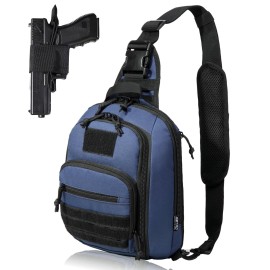 DBTAC Tactical Personal Defense Bags & Packs | 8L Tactical Bag Shoulder Chest Pack with Sling for Concealed Carry, Range, Travel, Hiking, Outdoor Sports (Urban Blue)