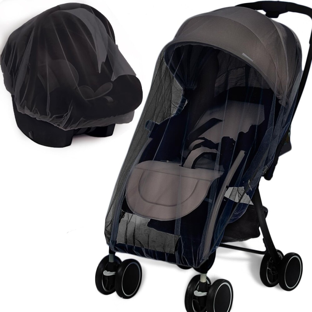 Mosquito Net for Stroller 2Pack - Protective Baby Stroller Mosquito Net - Perfect Bug Netting for Strollers, Bassinets, Cradles, Playards, Pack N Plays and Portable Mini Crib (Black)