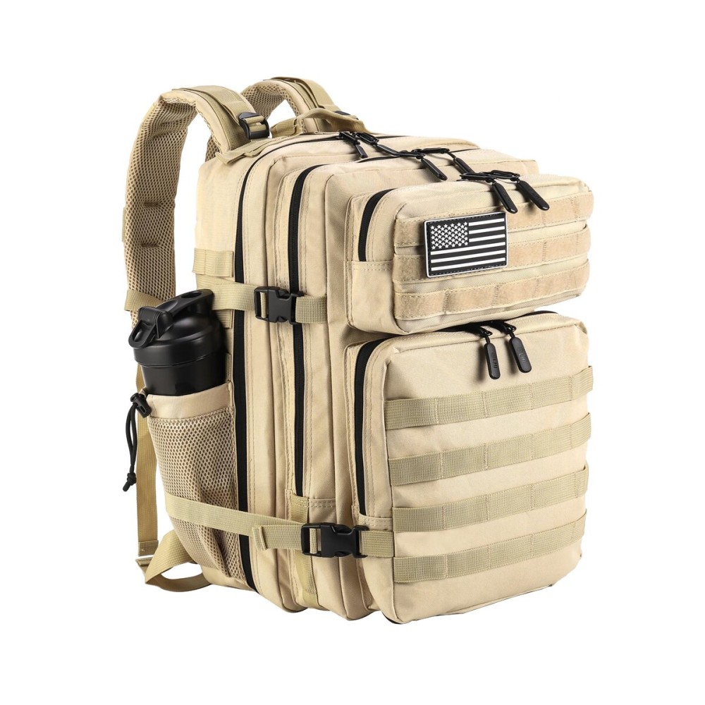 LHI Military Tactical Backpack for Men and Women 45L Army 3 Days Assault Pack Bag Large Rucksack with Molle System - Cream