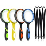 Leffis 4 Pack Magnifying Glass, 10X Non-Slip Handheld Reading Magnifier with Lanyard for Kids and Seniors, 75mm Magnifying Glass Lens for Reading, and Nature Exploration