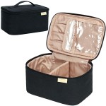 NISHEL Travel Makeup Bag Women, Cosmetic Organizer Case, Portable Essentials Case for Travel-Size Accessories Bottles, Brushes, and Skin Care Products, Black