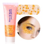 MEICOLY Orange Face Body Glitter,Sparkling Hair Face Glitter Gel,Mermaid Sequins Face Paint Glitter Autumn Makeup,Halloween Festival Rave Accessories Makeup,Party Body Glitter Gel for Women Kids,50ml