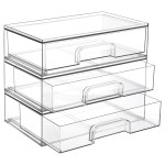 Vtopmart 12.1\'\'W Clear Stackable Storage Drawers,3 Pack Acrylic Plastic Organizers Bins for Makeup Palettes, Cosmetics, and Beauty Supplies,Ideal for Vanity, Bathroom,Cabinet,Desk Organization
