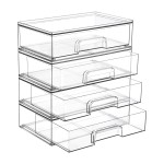 Vtopmart 12.1\'\'W Clear Stackable Storage Drawers,4 Pack Acrylic Plastic Organizers Bins for Makeup Palettes, Cosmetics, and Beauty Supplies,Ideal for Vanity, Bathroom,Cabinet,Desk Organization