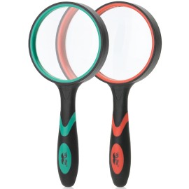 Mr. Pen- Magnifying Glass, 2 Pack, 10X Magnifier, 75mm Glass Lens, Magnifier for Reading, Magnifying Glasses for Close Work, Red&Green