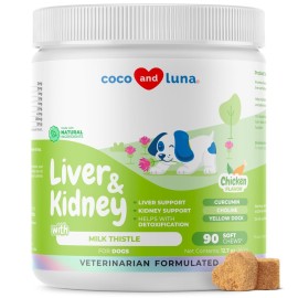 Milk Thistle for Dogs - 90 Soft Chews - Liver and Kidney Support - Hepatic Support with EPA & DHA - Detox - Liver Supplement for Dogs with Choline and L-Arginine.