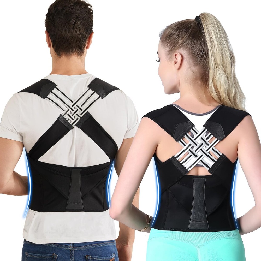 VOKOKOYA Posture Corrector for Women and Men,Adjustable Shoulder Straightener,Back Support Brace,Upper Spine scoliosis, hunchback
