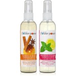 Natural Flower Power Air Freshener Spray - Odor Eliminator w/Essential Oils - Home, Car & Fabric - Cruelty Free & Vegan - Variety Pack - Citrus & Spice and Peppermint & Lemon - 2 x 4 fl oz