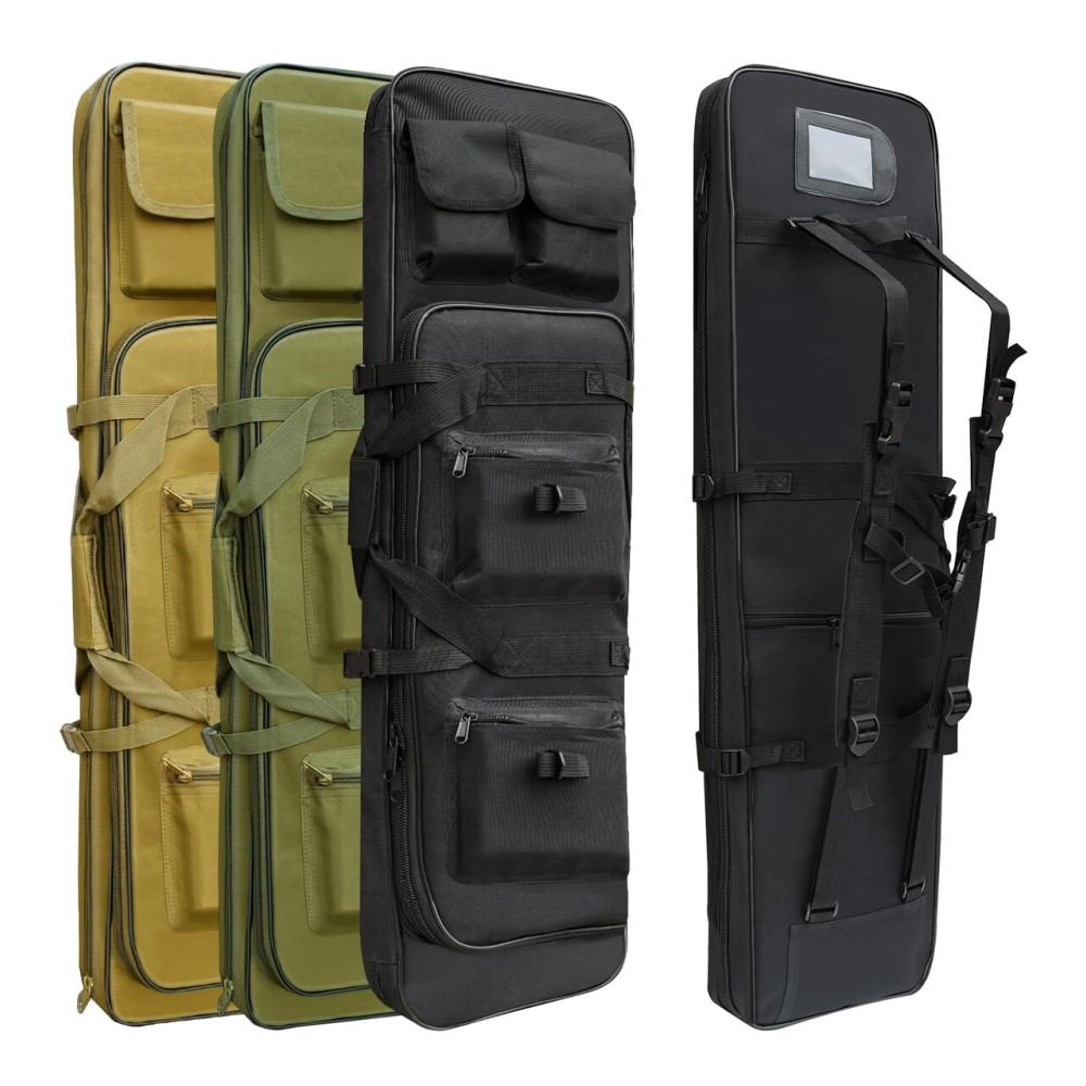 RUBY.Q 32 Rifle Bag, Black Tactical Long Rifle Backpack, Portable Shotgun Case for Firearm Storage and Transportation, Suitable for Outdoor Hunting Shooting (32 Black)