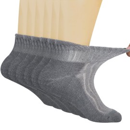+MD Diabetic Socks for Men Women-6 Pairs, Non-Binding Extra Wide Ankle Socks, Circulator Socks for Edema 10-13 Grey