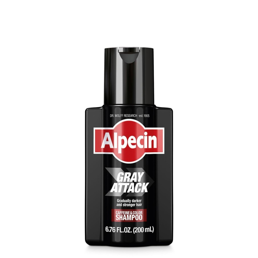 Alpecin Gray Attack Caffeine & Color Shampoo for Men 6.76 Fl Oz | Gradually Darker and Stronger Hair | Natural Looking Color Effect for Less Grays | Leaves Hair Feeling Stronger
